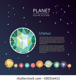 solar system on gem style. sparkling planet.