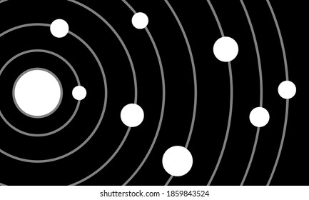Solar system and orbit around the sun flat vector.