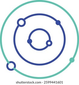 Solar System outline dual color vector illustration icon design