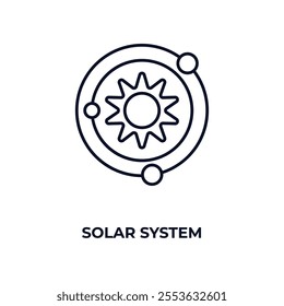 solar system outline icon. Linear vector from education concept. Thin line solar system icon isolated on white background