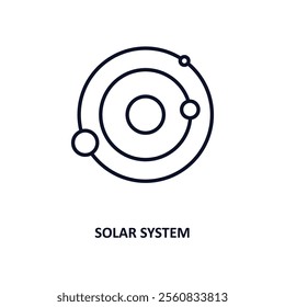 solar system outline icon.  Thin line icon from education collection. Editable vector isolated on white background