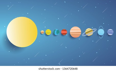 Solar system paper art vector, Vector design