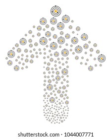Solar System pattern created in the group of up oriented arrow. Forward way arrow collage designed from solar system icons.