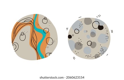 Solar System Planet as Cosmos and Universe Exploration Vector Set