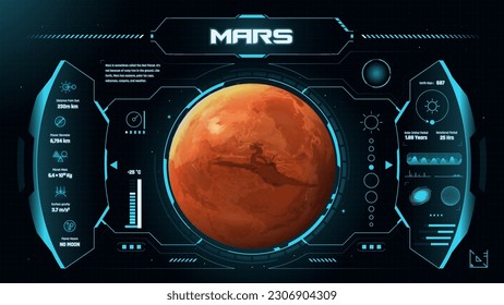 The Solar System Planet Mars and its characteristics vector illustration