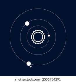 Solar system. Planet is moving in orbit, vector illustration