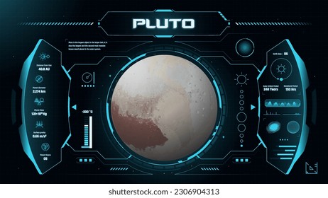 The Solar System Planet Pluto and its Characteristics vector illustration