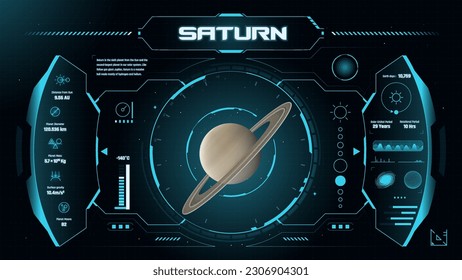 El Sistema Solar Planeta Saturno y sus características ilustración vectorial