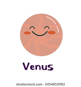 Solar system planet Venus cartoon cute character with quote. Can used for cover design, poster and card.