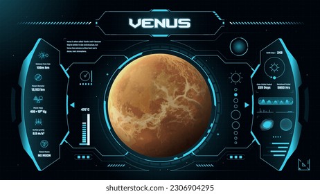 The Solar System Planet Venus and its Characteristics vector illustration