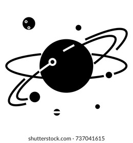 solar system - planetary - space - planet with satelites - mars icon, vector illustration, black sign on isolated background