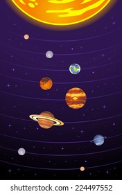 Solar system planets cartoon illustration