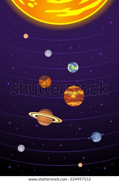 Solar system planets\
cartoon illustration