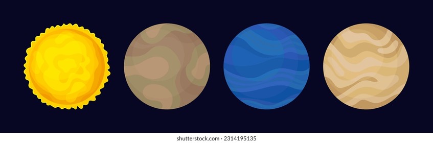 Solar System Planets and Celestial Body Vector Set