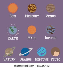 Solar system planets colorful vector set