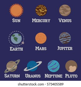 Solar system planets colorful vector set