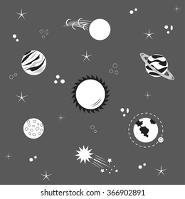solar system, planets, comets, stars - vector