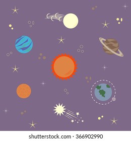 solar system, planets, comets, stars - vector