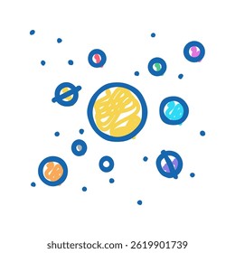 solar system planets doodle icon sketch vector. solar system planets sign. isolated symbol illustration