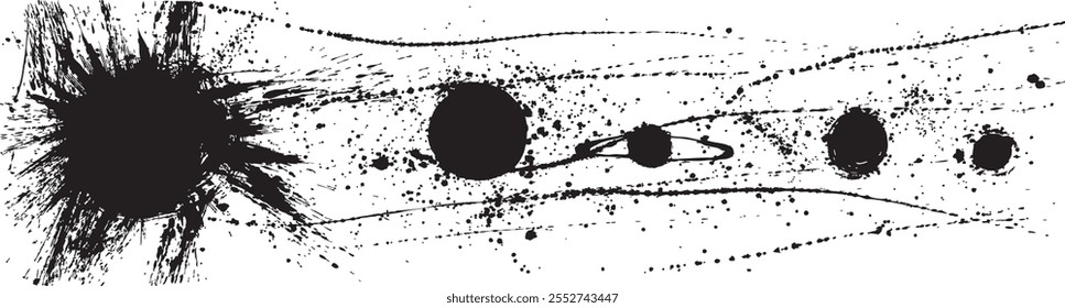 Os planetas do Sistema Solar. galáxia. ilustração desenhada à mão.