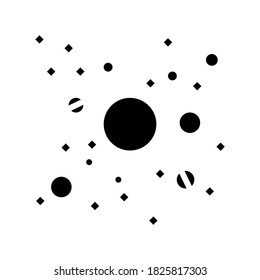 el sistema solar planea el vector del icono de glifo. la señal de los planetas del sistema solar. símbolo de contorno aislado ilustración negra