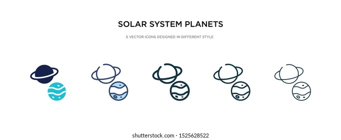 solar system planets icon in different style vector illustration. two colored and black solar system planets vector icons designed in filled, outline, line and stroke style can be used for web,