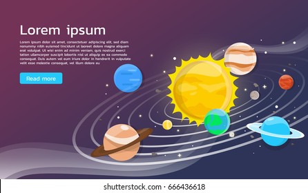 Solar system with planets illustration flat design