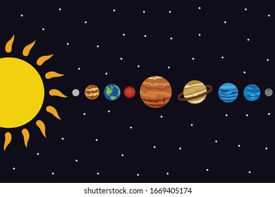 Solar System Planets Isolated Vector . Collection Of Solar System Planets Illustration