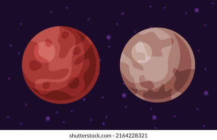 Solar system planets. Mars and Venus vector illustration