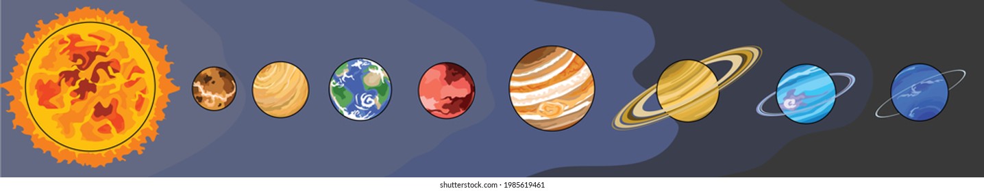 The solar system and planets on universe vector isolated