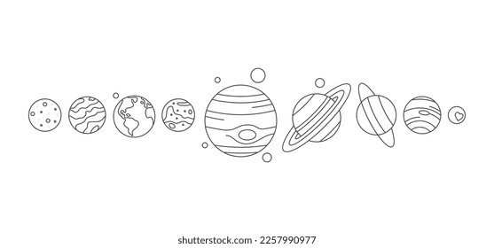 Planetas del sistema solar orden del sol, objetos espaciales