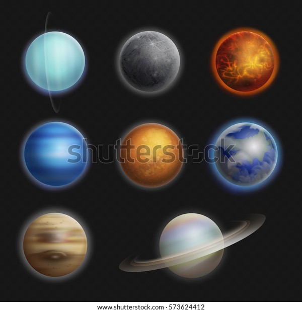 Solar System Planets Realistic Set Isolated Stock Vector (Royalty Free ...