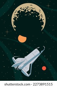 Afiche de fondo de Planetas de Sistema Solar Estilo Retro