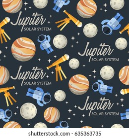 The Solar System Planets : Seamless Pattern : Vector Illustration