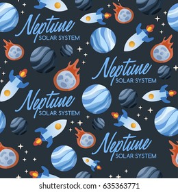 The Solar System Planets : Seamless Pattern : Vector Illustration