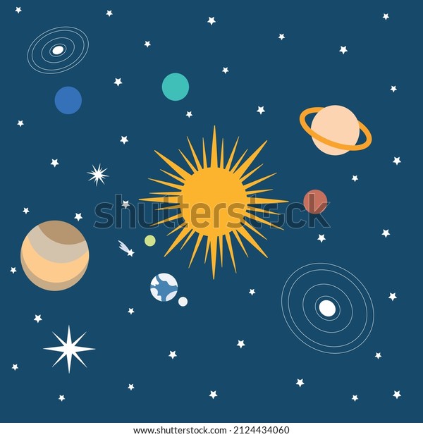 Solar System Planets Stars Meteorite Stock Vector (Royalty Free ...