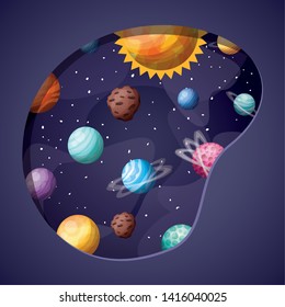 Solar system planets and sun design vector illustration