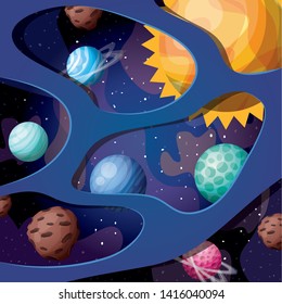 Solar system planets and sun design vector illustration