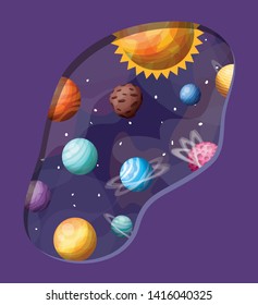 Solar system planets and sun design vector illustration