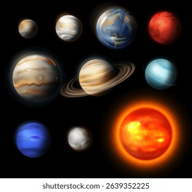 Solar System Planets and Sun Realistic Original Collection
