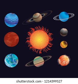 solar system planets sun in space