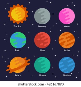 Solar System Planets Sun Vector Set Stock Vector (Royalty Free ...