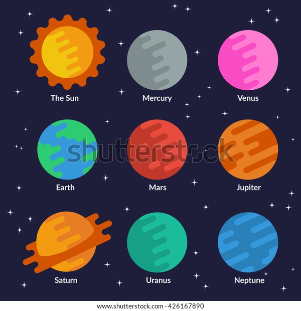 Solar System Planets Sun Vector Set Stock Vector (Royalty Free ...