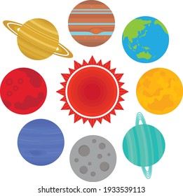 Solar System Planets Vector Icons Stock Vector (Royalty Free) 1919919101