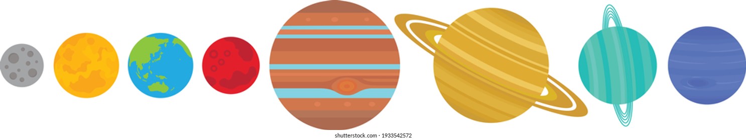 Die Planeten des Sonnensystems. Vektorsymbole.