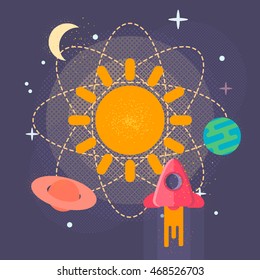 Solar System Planets - Vector Illustration of the solar system planets. Planets in space.Background. Banner. Poster.