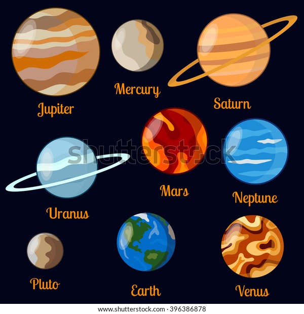 Solar System Planets Vector Set Nine Stock Image Download Now