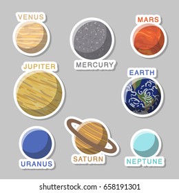 Solar System Planets Vector Stickers Set Stock Vector (Royalty Free ...