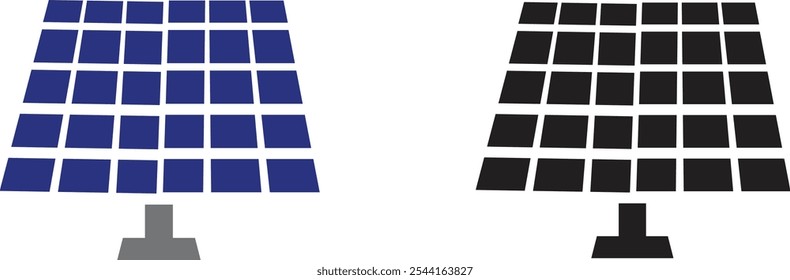 Solar system plates icon set. The main solar panel types flat and line vector of monocrystalline polycrystalline and thin film solar energy panel with Sun collection isolated on transparent background