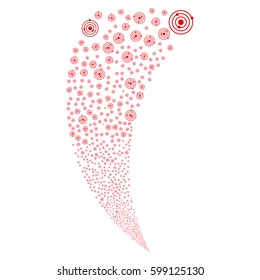 Solar System random fireworks stream. Vector illustration style is flat red iconic symbols on a white background. Object fountain organized from scattered symbols.